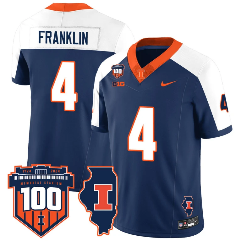 Zakhari Franklin Jersey #4 Illinois Fighting Vapor Limited College Football Stitched Navy Alterante by My Store