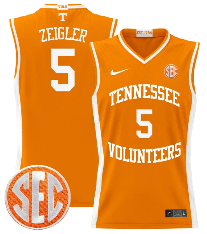 Zakai Zeigler Jersey #5 Tennessee Vols 2024 Lightweight Basketball Orange by My store basketball