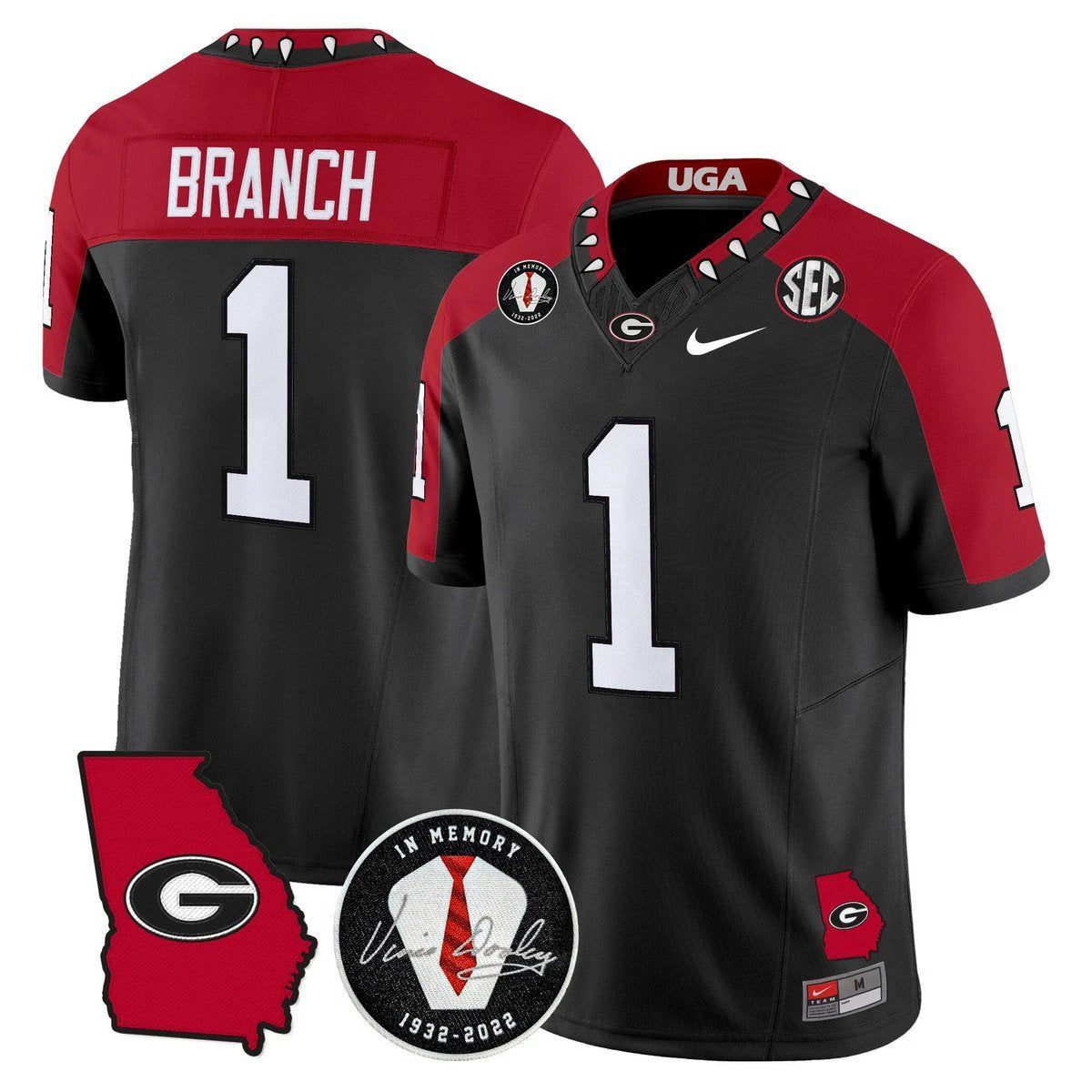 Zachariah Branch Jersey #1 Georgia Bulldogs 2025 Limited Stitched Black Alter by My Store NCAA Football Jerseys
