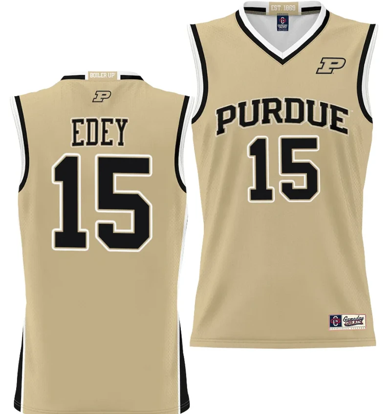 Zach Edey Jersey #15 Purdue Boilermakers NIL College Basketball Lightweight Gold by My store basketball
