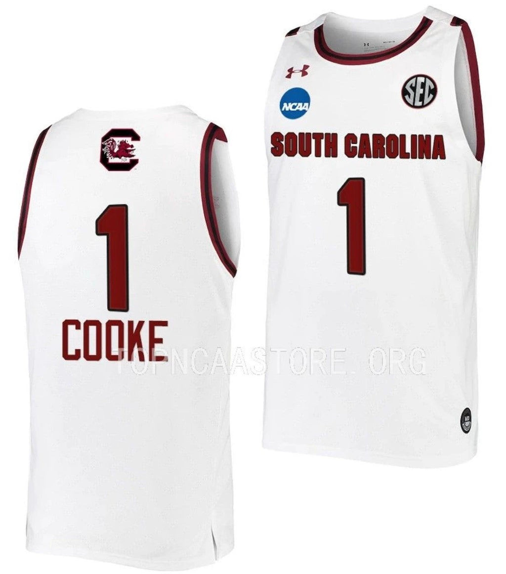 Zia Cooke Jersey South Carolina Gamecocks College Basketball 2023 NCAA March Madness White #1 by My store basketball