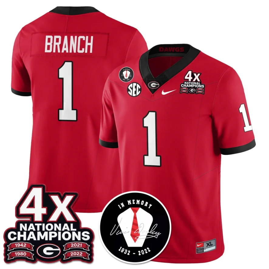 Zachariah Branch Jersey #1 Georgia Bulldogs 4x-Time National Champions Stitched by My Store NCAA Football Jerseys
