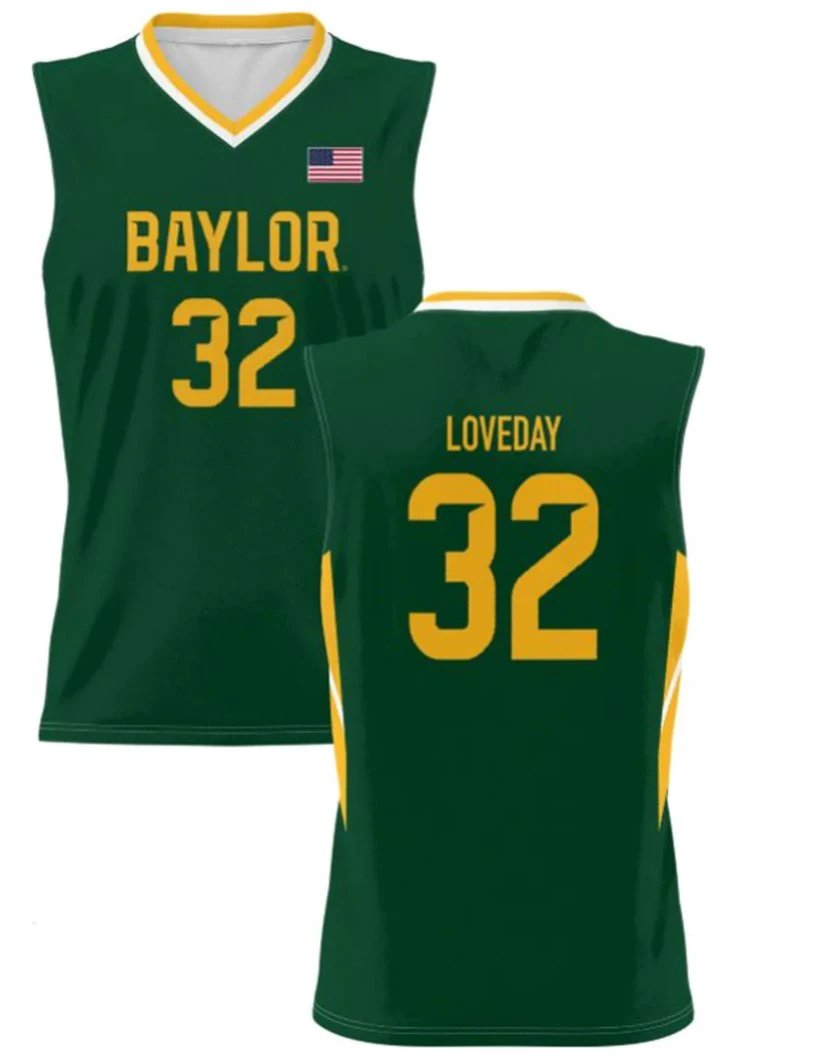 Zach Loveday Jersey Baylor Bears College Basketball Green #32 by My store basketball