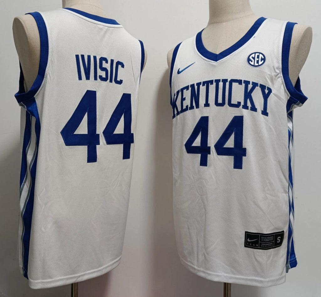 Zvonimir Ivisic Jersey #44 Kentucky Wildcat College Basketball Stitched White by My store basketball