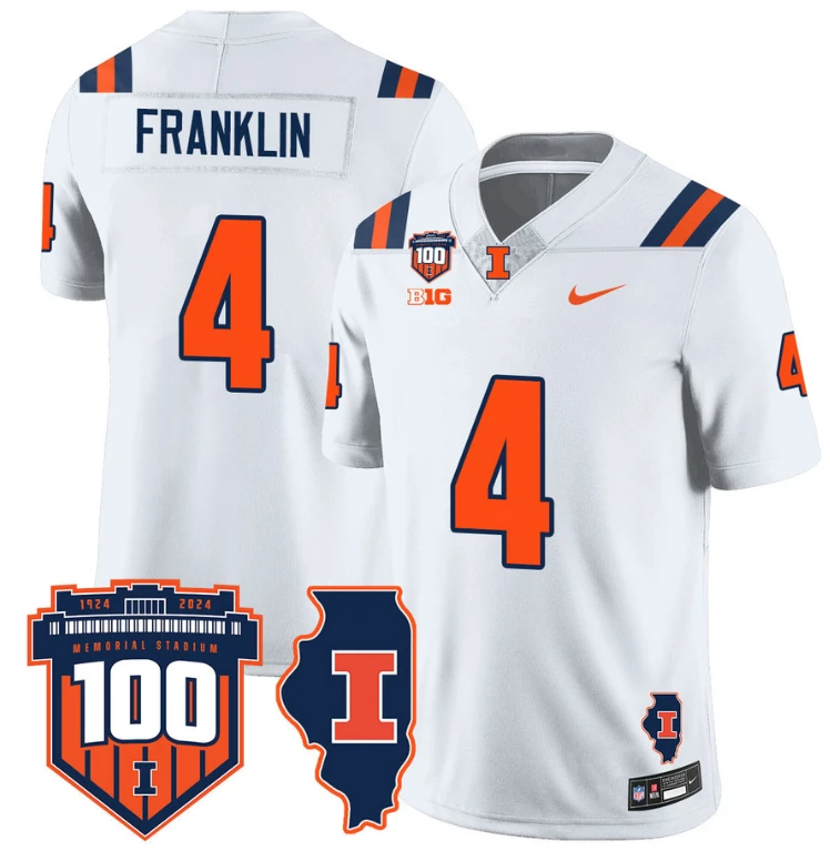 Zakhari Franklin Jersey #4 Illinois Fighting Vapor Limited College Football Stitched White by My Store
