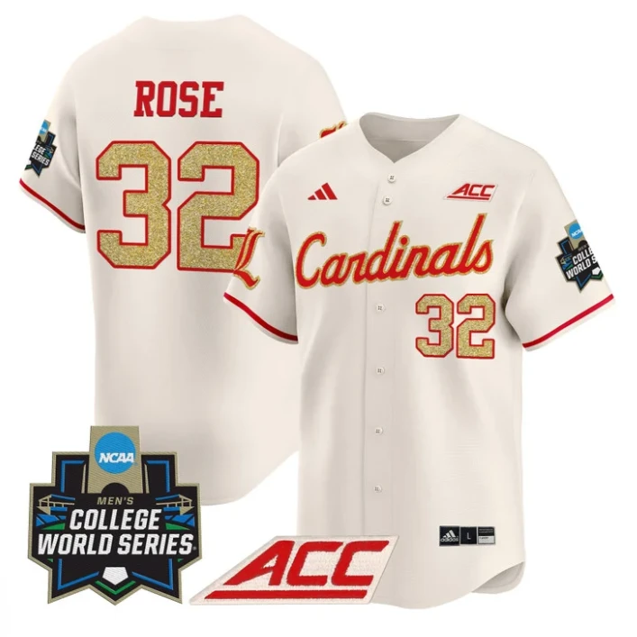 Zion Rose Jersey #32 Louisville Cardinals 2025 World Series Stitched Cream by My Store