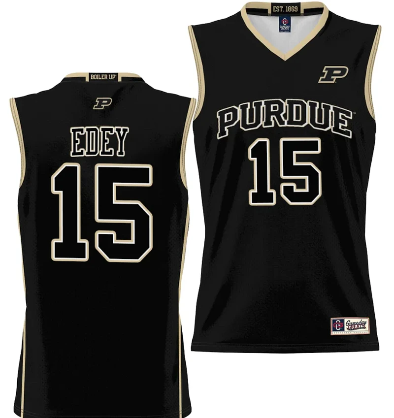Zach Edey Jersey #15 Purdue Boilermakers NIL College Basketball Lightweight Black by My store basketball