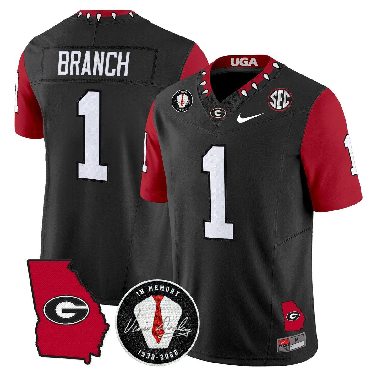 Zachariah Branch Jersey #1 Georgia Bulldogs 2025 Limited Stitched Black by My Store NCAA Football Jerseys
