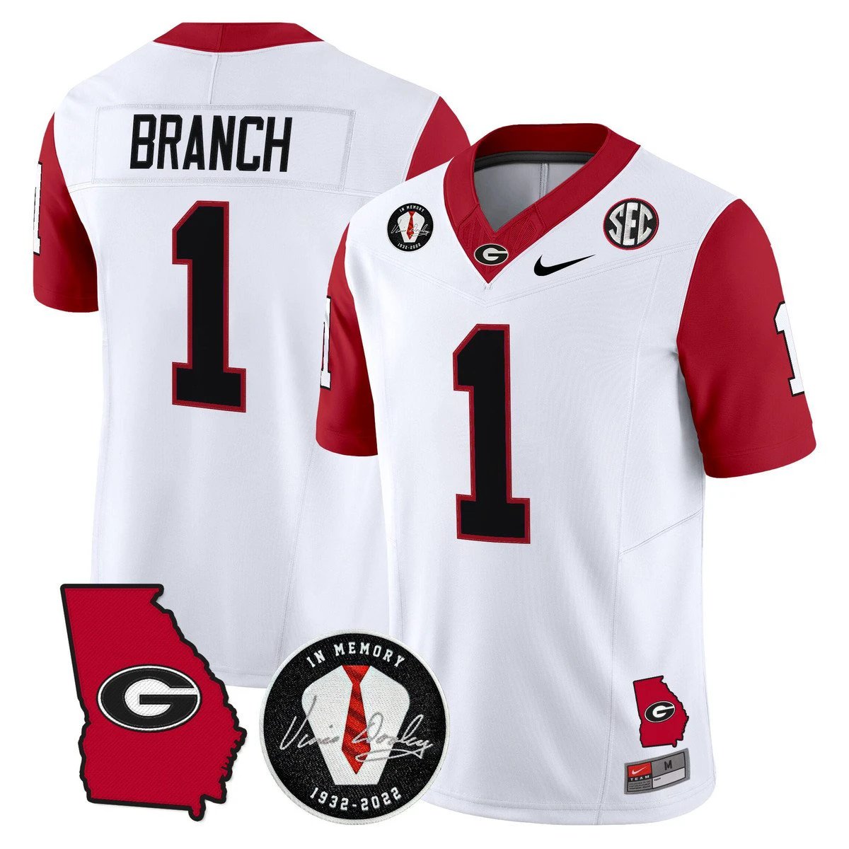 Zachariah Branch Jersey #1 Georgia Bulldogs 2025 Limited Stitched White by My Store NCAA Football Jerseys
