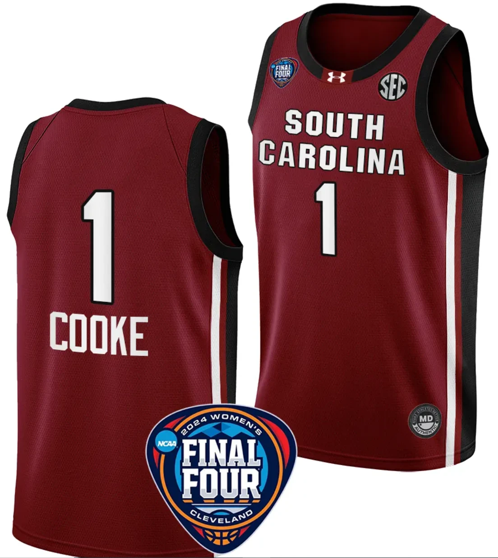 Zia Cooke Jersey #1 South Carolina Gamecocks Basketball 2024 NCAA March Madness Final Four Garnet by My store basketball