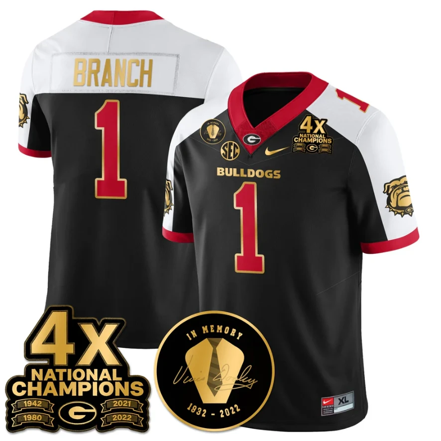 Zachariah Branch Jersey #1 Georgia Bulldogs 4x-Time National Champions Stitched by My Store NCAA Football Jerseys
