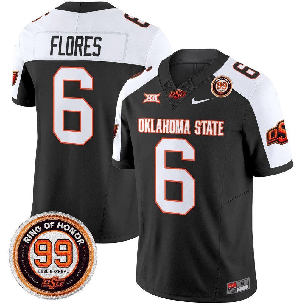 Zane Flores Jersey #6 Oklahoma State Cowboys 2025 Leslie O'neal Patch Black Alter by My Store NCAA Football Jerseys