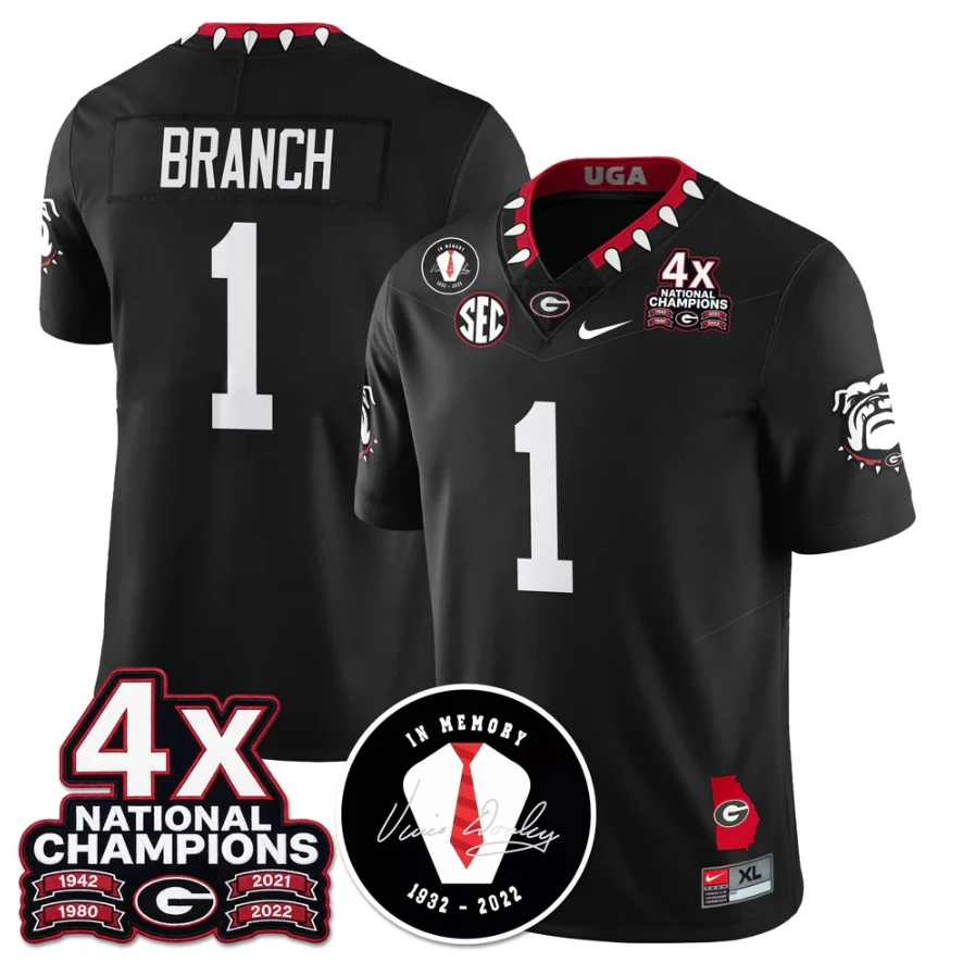 Zachariah Branch Jersey #1 Georgia Bulldogs 4x-Time National Champions Stitched by My Store NCAA Football Jerseys
