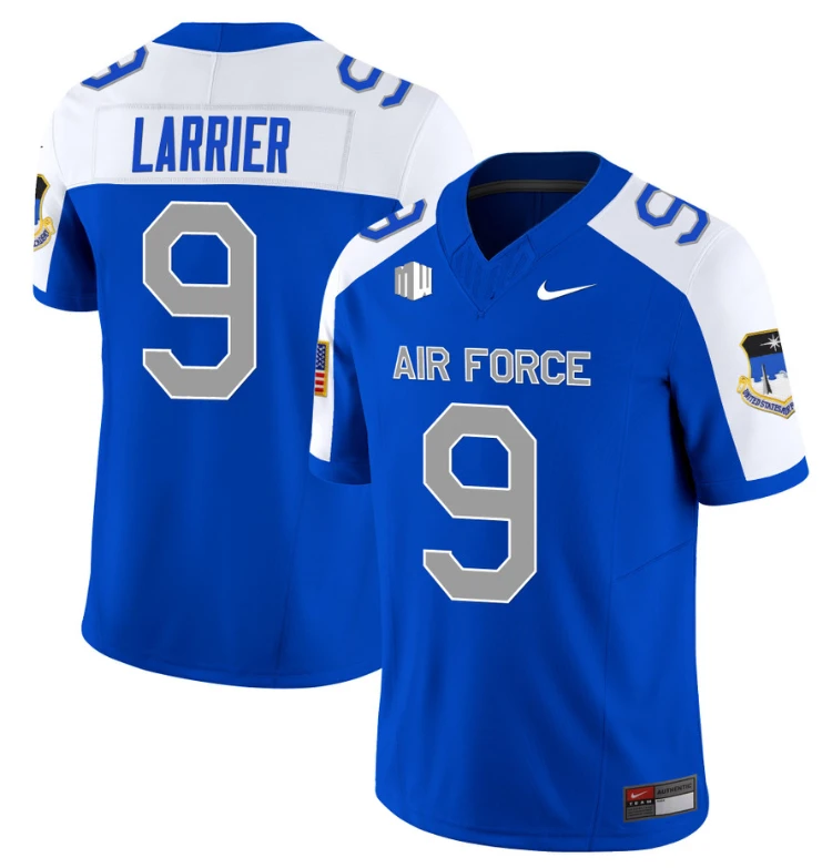 Zac Larrier Jersey #9 Air Force Falcons Limited Football Stitched Royal Alternate by NCAA Football Jersey