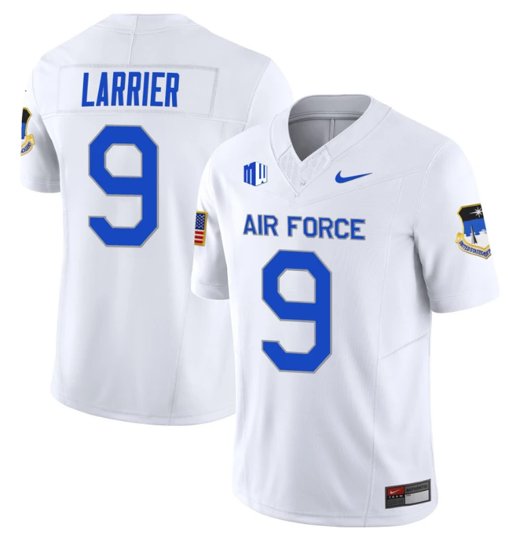 Zac Larrier Jersey #9 Air Force Falcons Limited Football Stitched White by NCAA Football Jersey