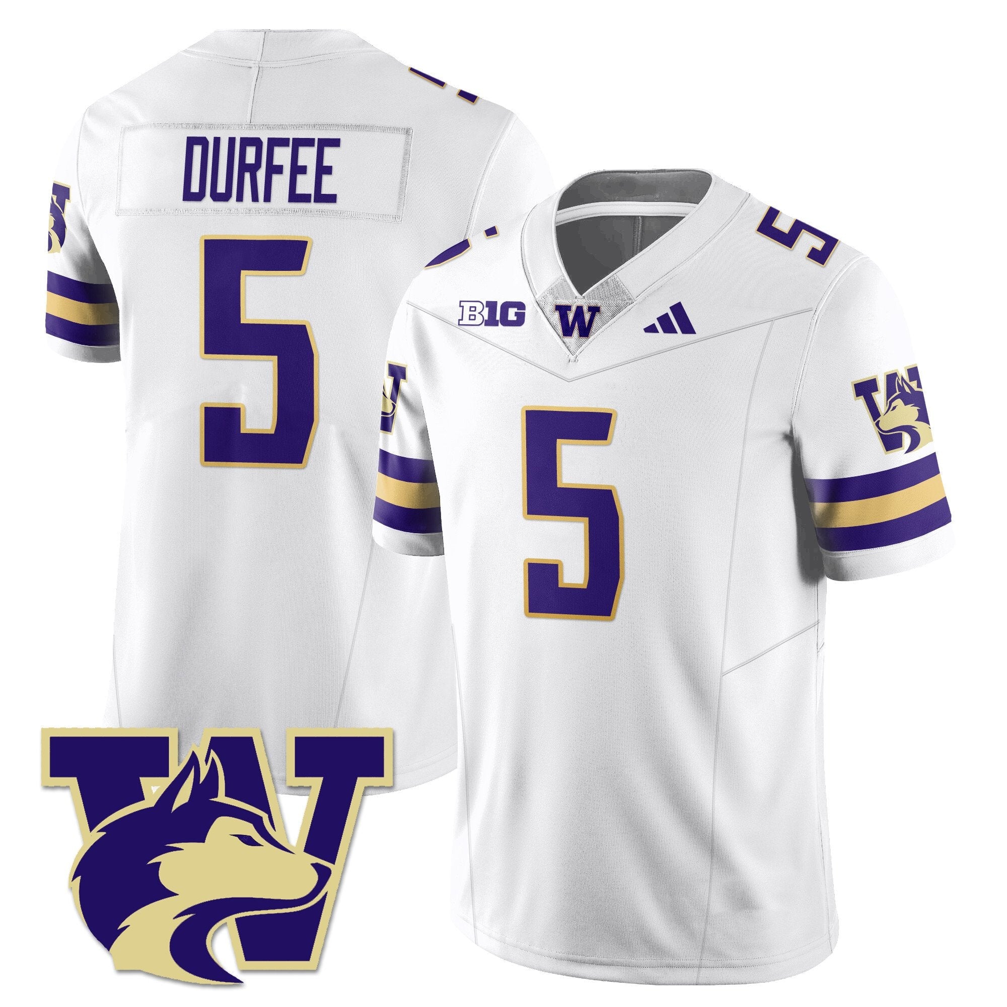 Zach Durfee Jersey #5 Washington Husky Football 2025 Stitched White by NCAA Football Jersey