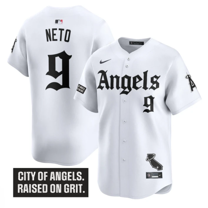 Zach Neto Jersey #9 Los Angeles Angels Gothic Halo Edition Stitched White by My Store