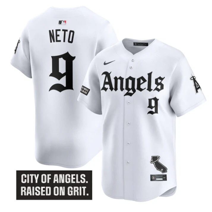 Zach Neto Jersey #9 Los Angeles Angels Gothic Halo Edition Stitched White by My Store