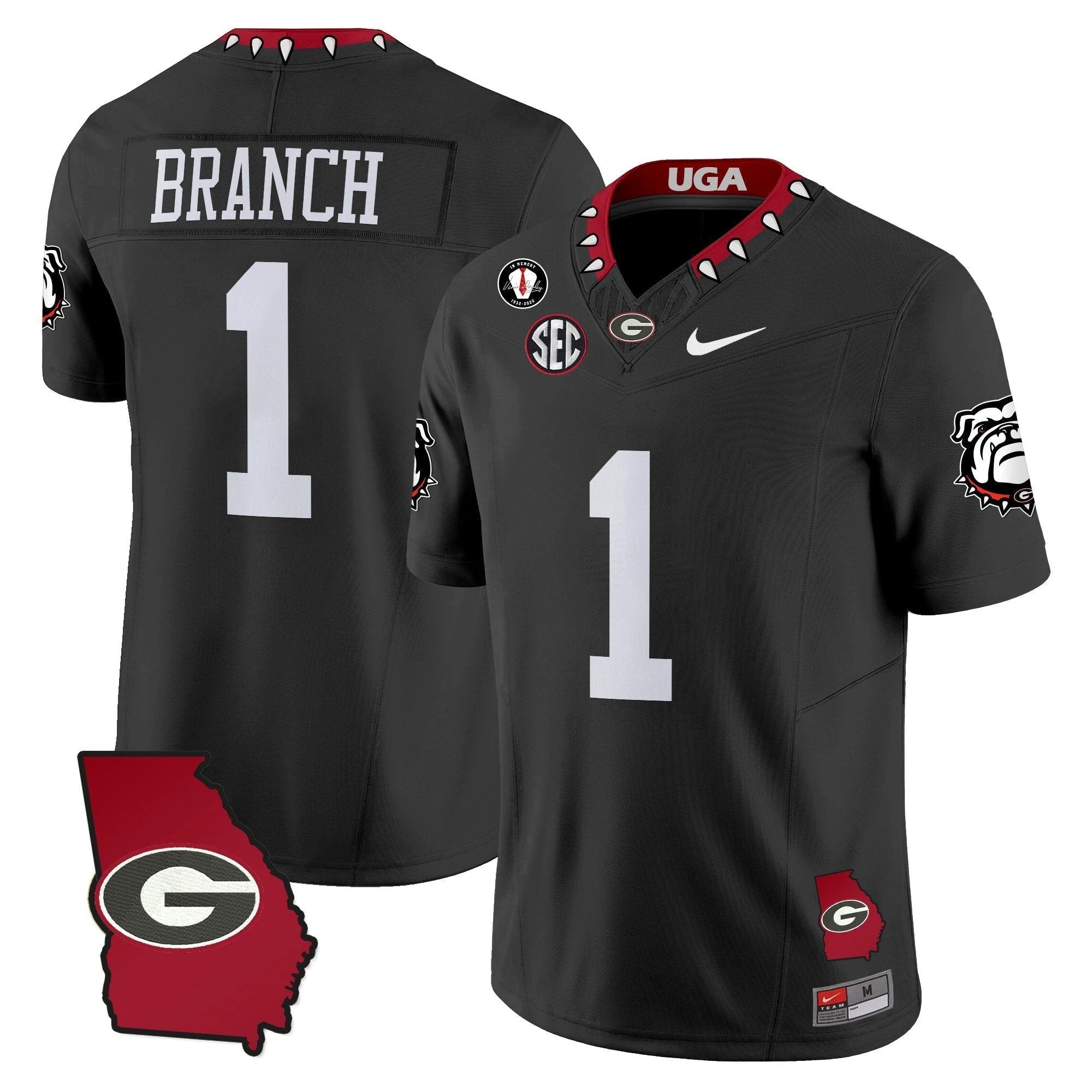 Zachariah Branch Jersey #1 Georgia Bulldogs 2025 Georgia Map, Vince Dooley Stitched Black by My Store