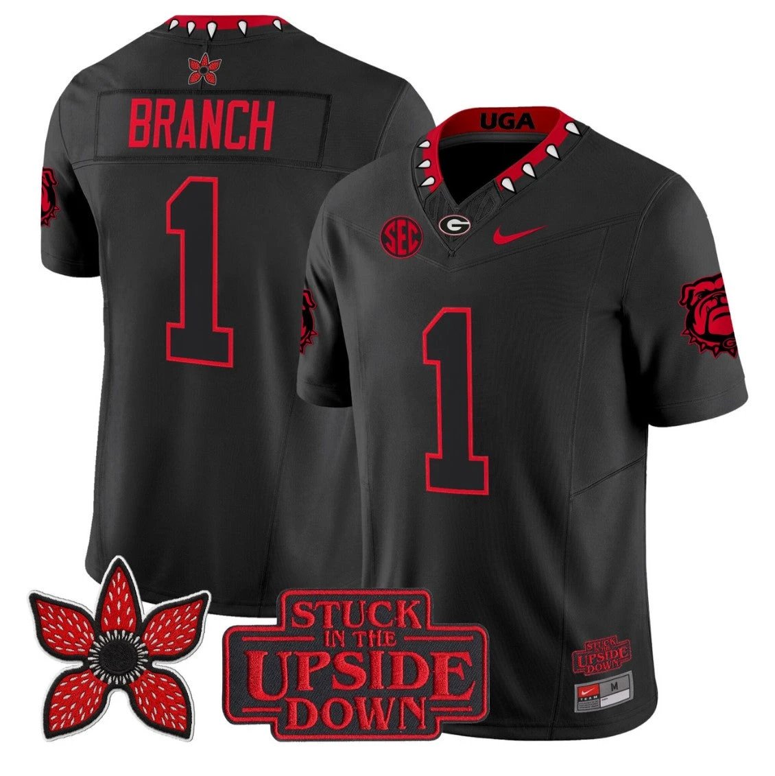 Zachariah Branch Jersey #1 Georgia Bulldogs Stranger Things Edition Vapor Stitched by NCAA Football Jersey