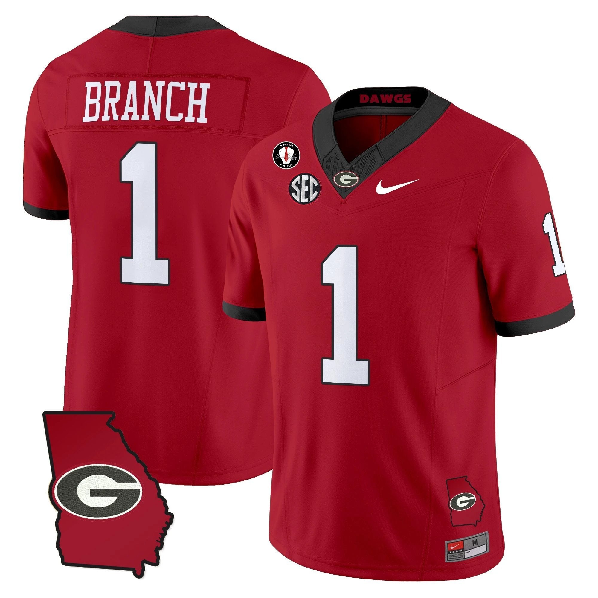 Zachariah Branch Jersey #1 Georgia Bulldogs 2025 Georgia Map, Vince Dooley Stitched by My Store NCAA Football Jerseys