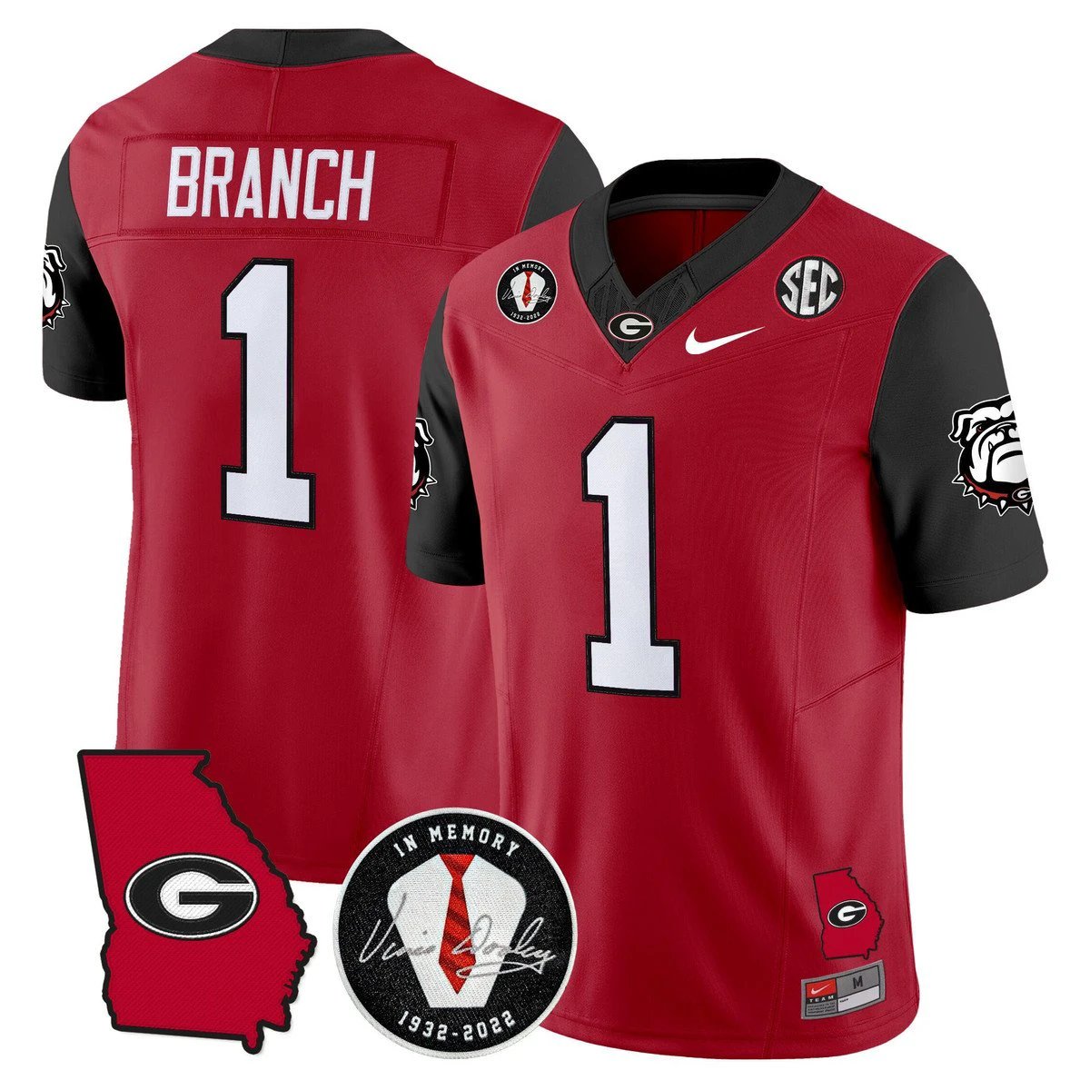 Zachariah Branch Jersey #1 Georgia Bulldogs 2025 Limited Stitched by My Store NCAA Football Jerseys