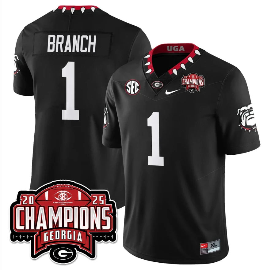 Zachariah Branch Jersey #1 Georgia Bulldogs SEC Champions Patch Stitched by My Store NCAA Football Jerseys