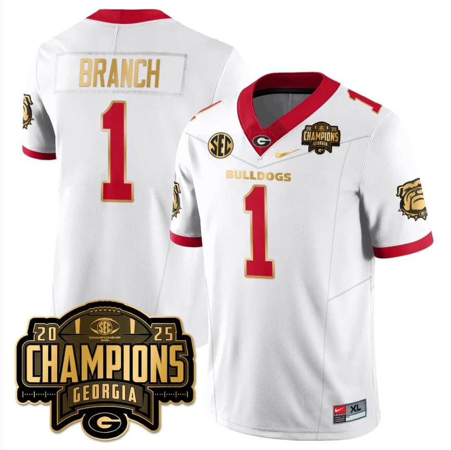 Zachariah Branch Jersey #1 Georgia Bulldogs SEC Champions Patch Stitched by My Store NCAA Football Jerseys