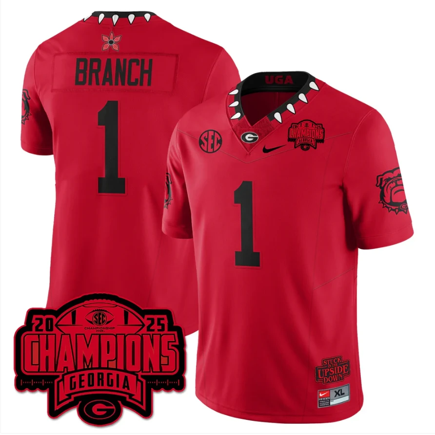 Zachariah Branch Jersey #1 Georgia Bulldogs Stranger Things SEC Champions by My Store NCAA Football Jerseys