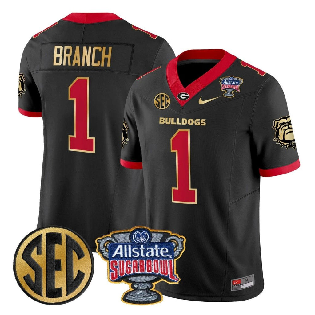 Zachariah Branch Jersey #1 Georgia Bulldogs Sugar Bowl Patch Stitched by My Store NCAA Football Jerseys