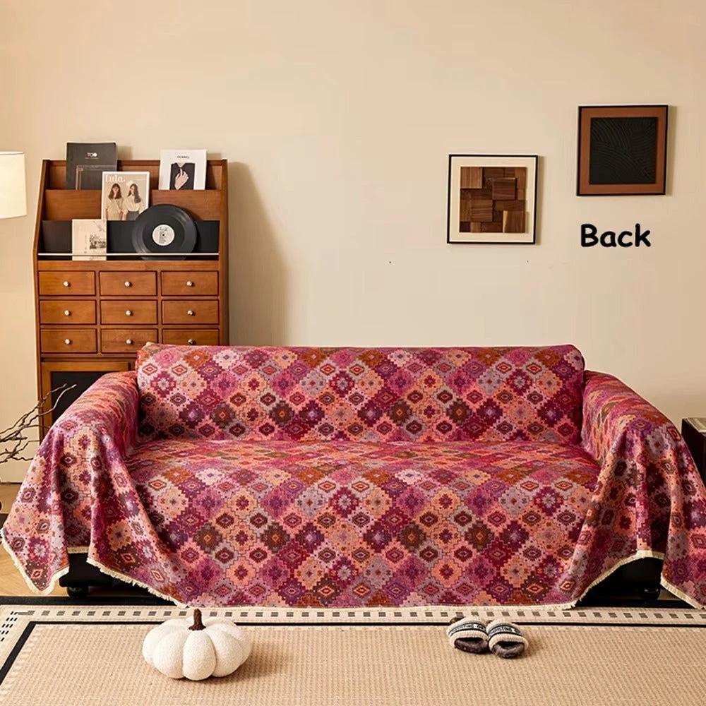Zahara Geometric Tribal Kilim Sofa Cover by Casa & Beyond US