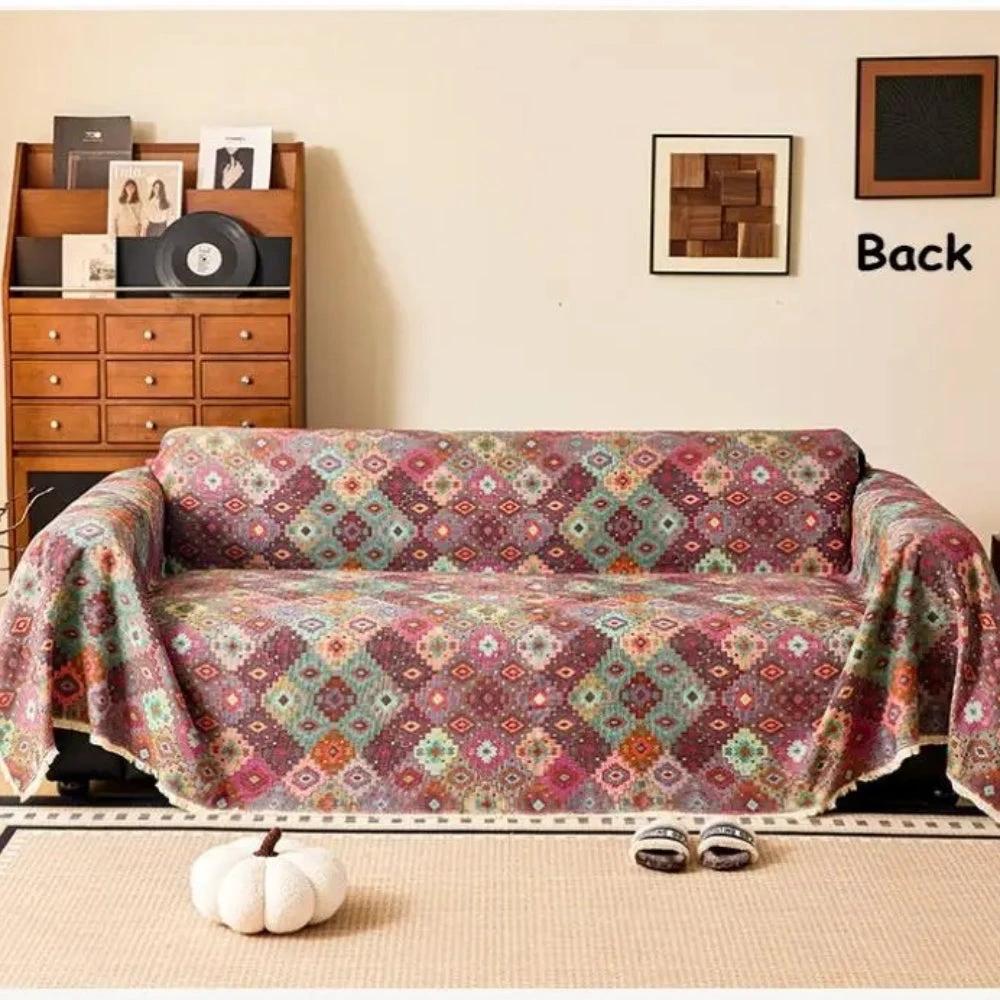 Zahara Geometric Tribal Kilim Sofa Cover by Casa & Beyond US