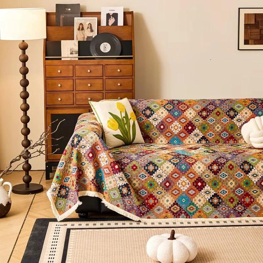 Zahara Geometric Tribal Kilim Sofa Cover by Casa & Beyond US