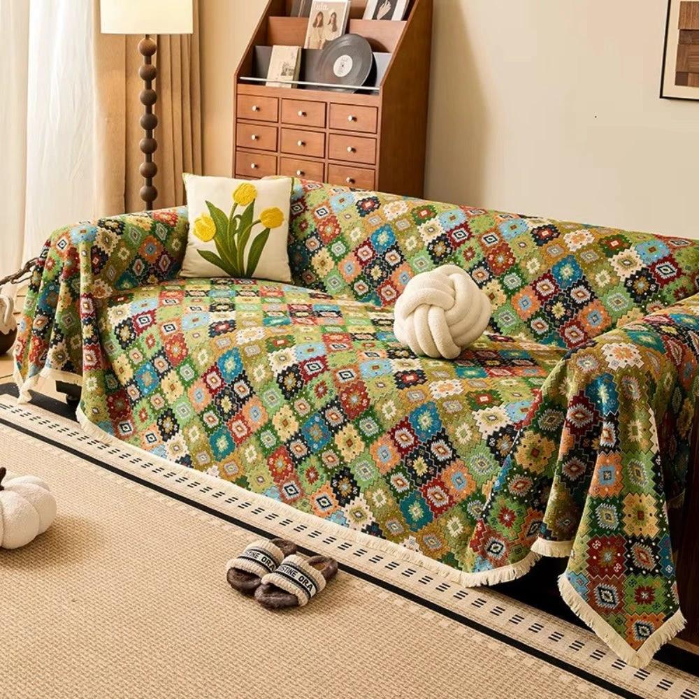 Zahara Geometric Tribal Kilim Sofa Cover by Casa & Beyond US
