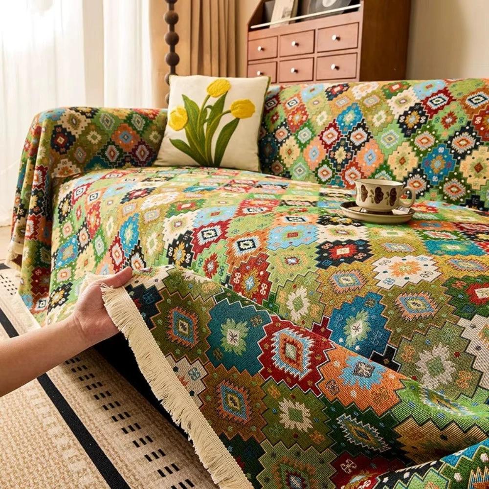 Zahara Geometric Tribal Kilim Sofa Cover by Casa & Beyond US