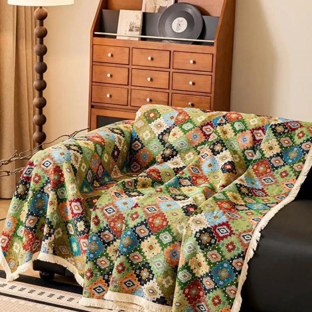 Zahara Geometric Tribal Kilim Sofa Cover by Casa & Beyond US