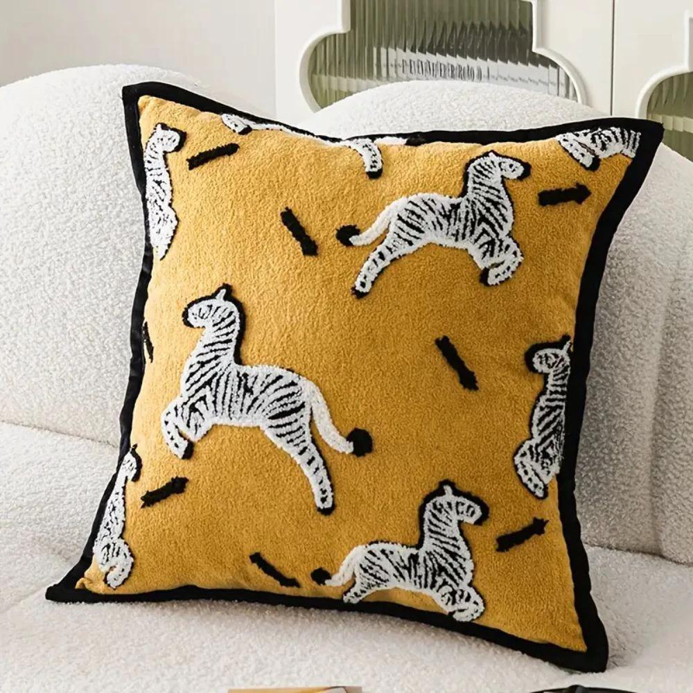 Zebra Dash Embroidered Cushion Cover by Casa & Beyond