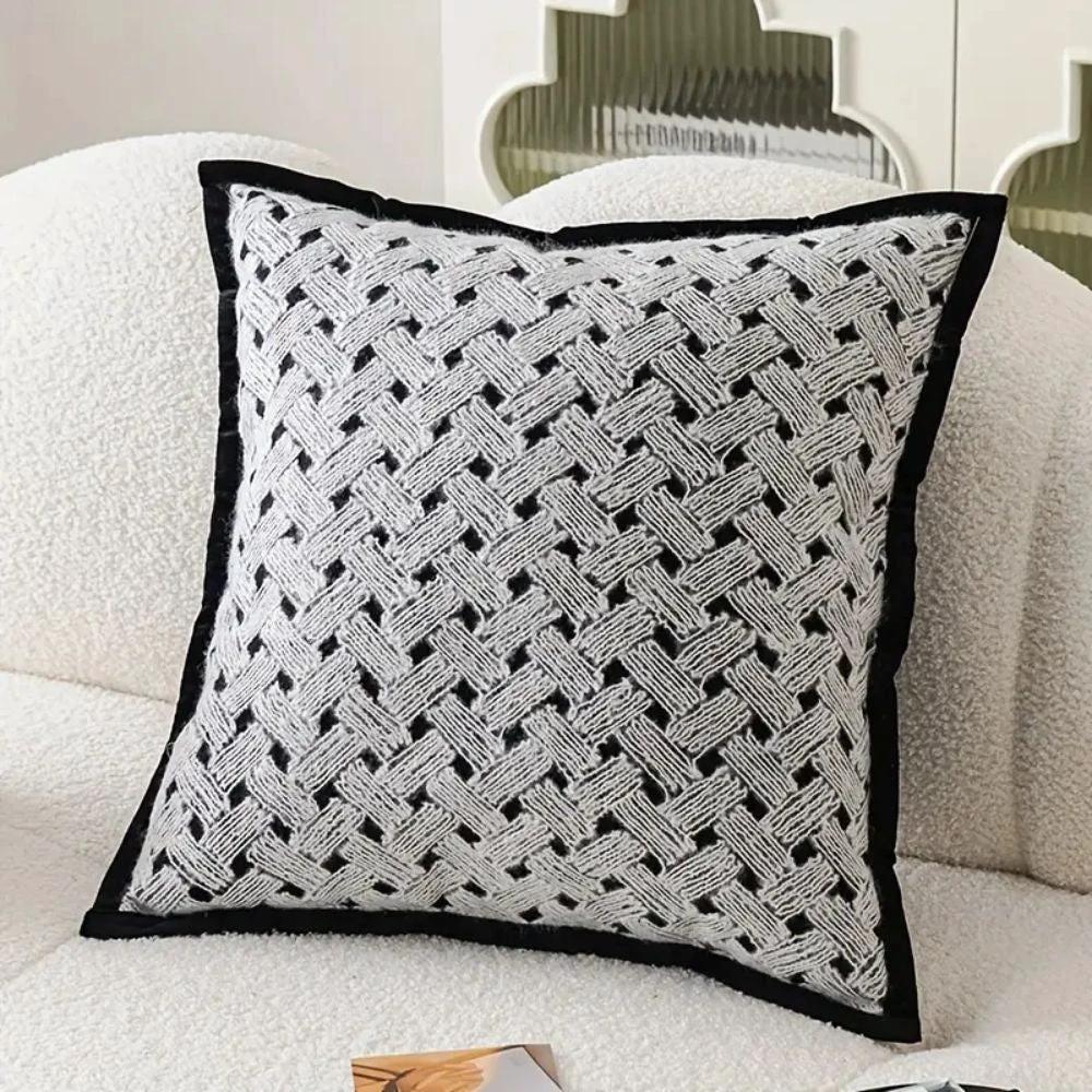 Zebra Dash Embroidered Cushion Cover by Casa & Beyond