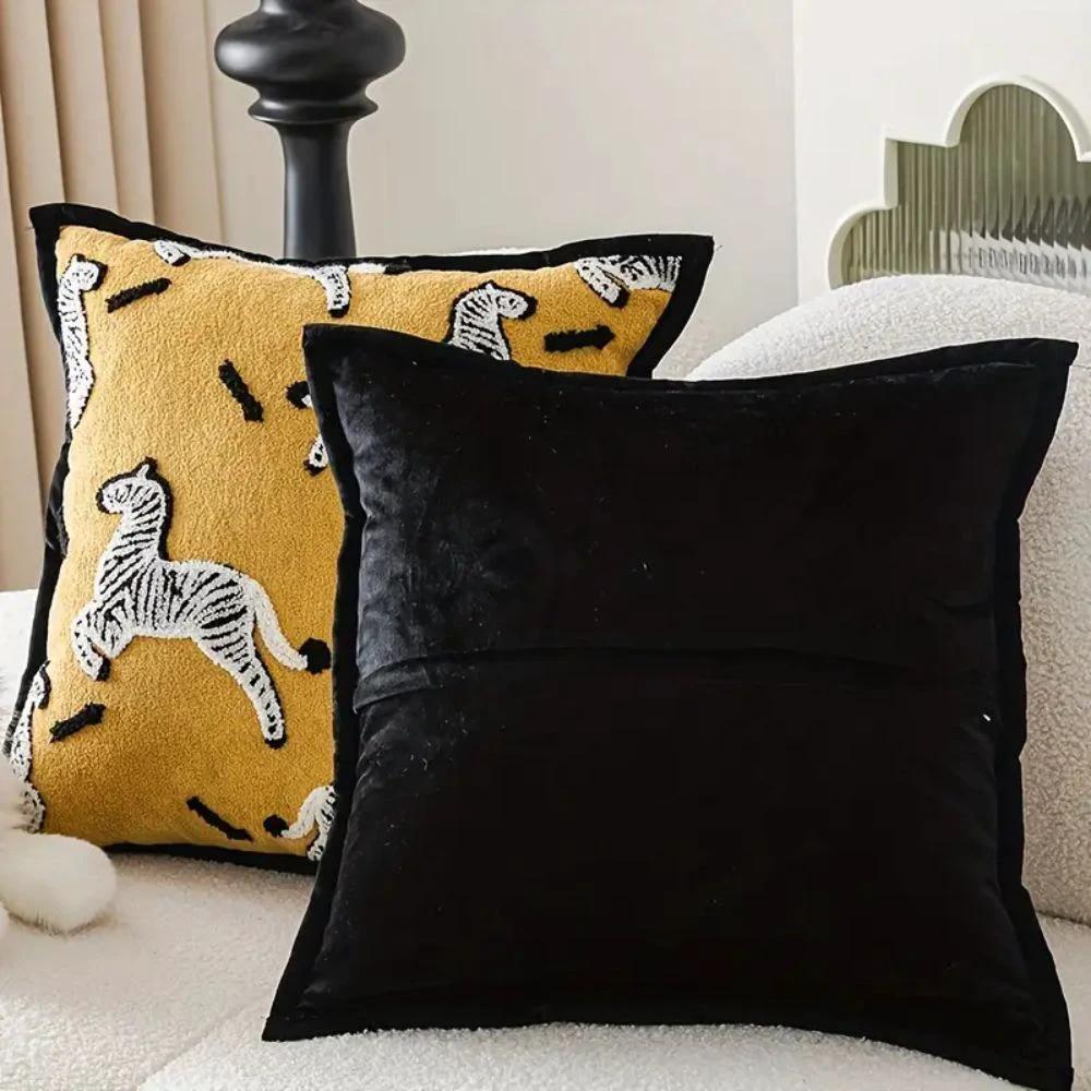 Zebra Dash Embroidered Cushion Cover by Casa & Beyond