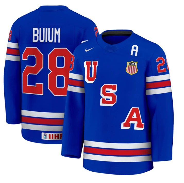 Zeev Buium Jersey #28 USA Hockey 2025 Premium Stitched Away by Hockey David