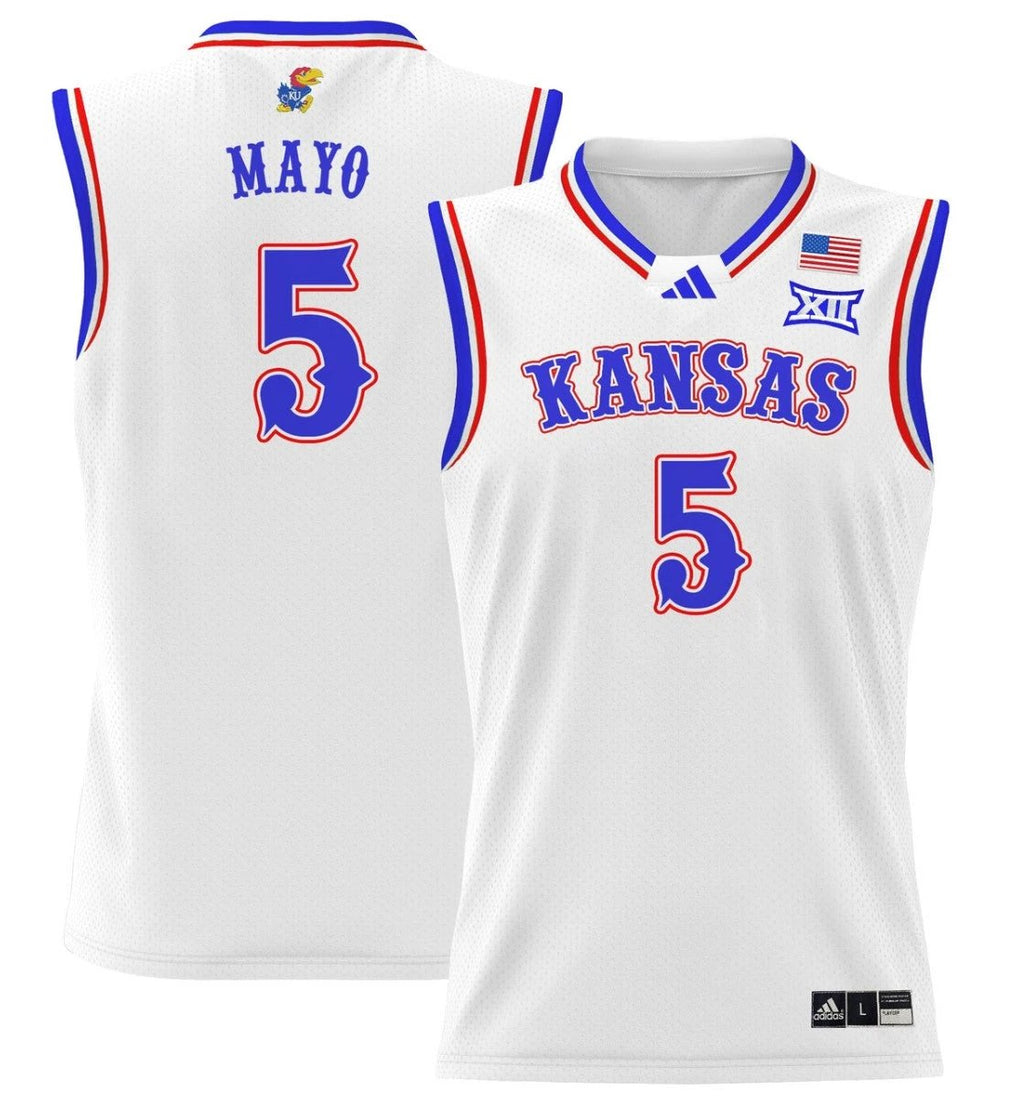 Zeke Mayo Jersey #5 Kansas Jayhawks 2024 Lightweight Basketball White by My store basketball