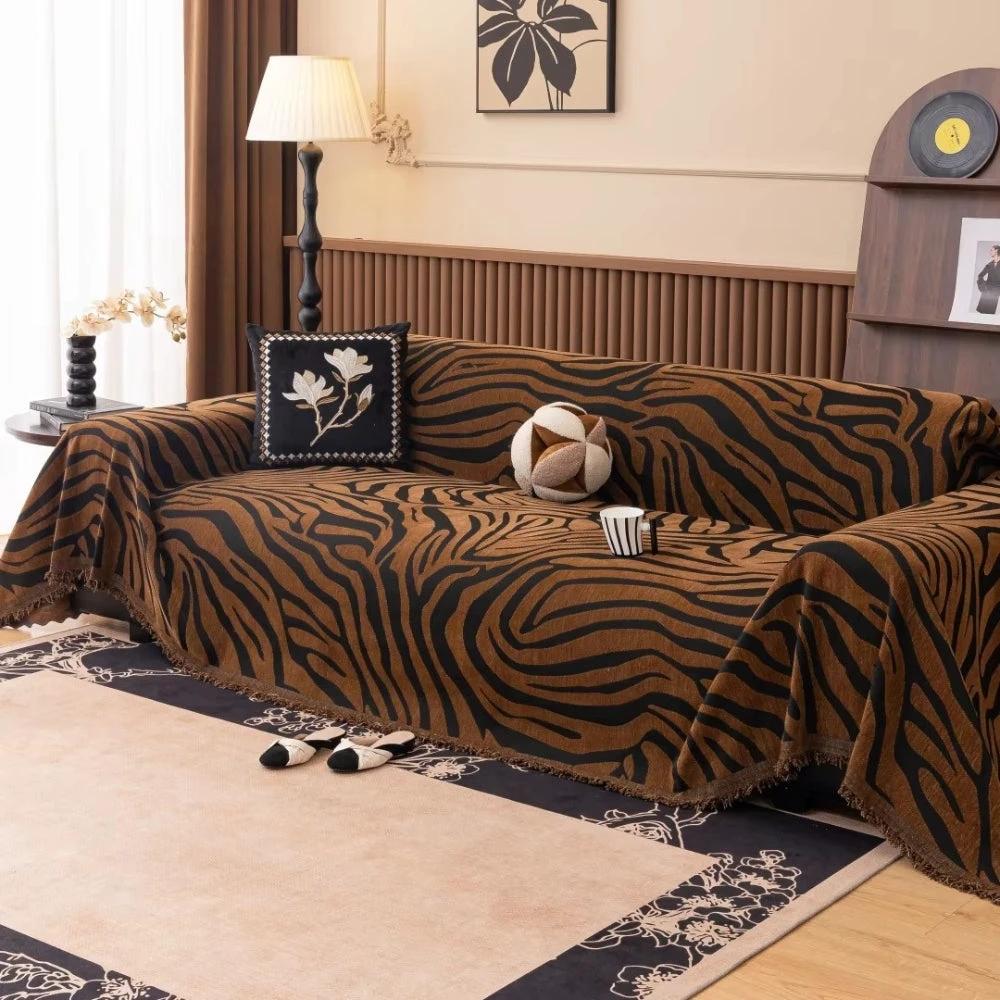 Zentara Chenille Zebra Geometric Sofa Cover by Casa & Beyond