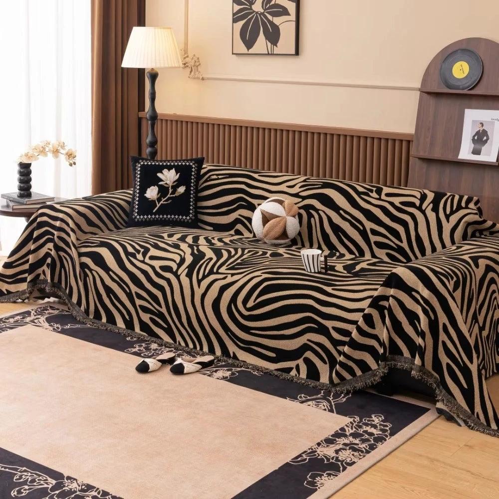 Zentara Chenille Zebra Geometric Sofa Cover by Casa & Beyond