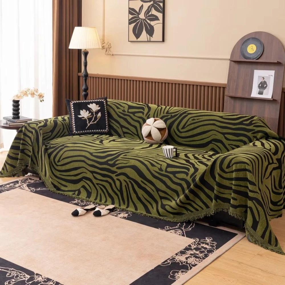 Zentara Chenille Zebra Geometric Sofa Cover by Casa & Beyond