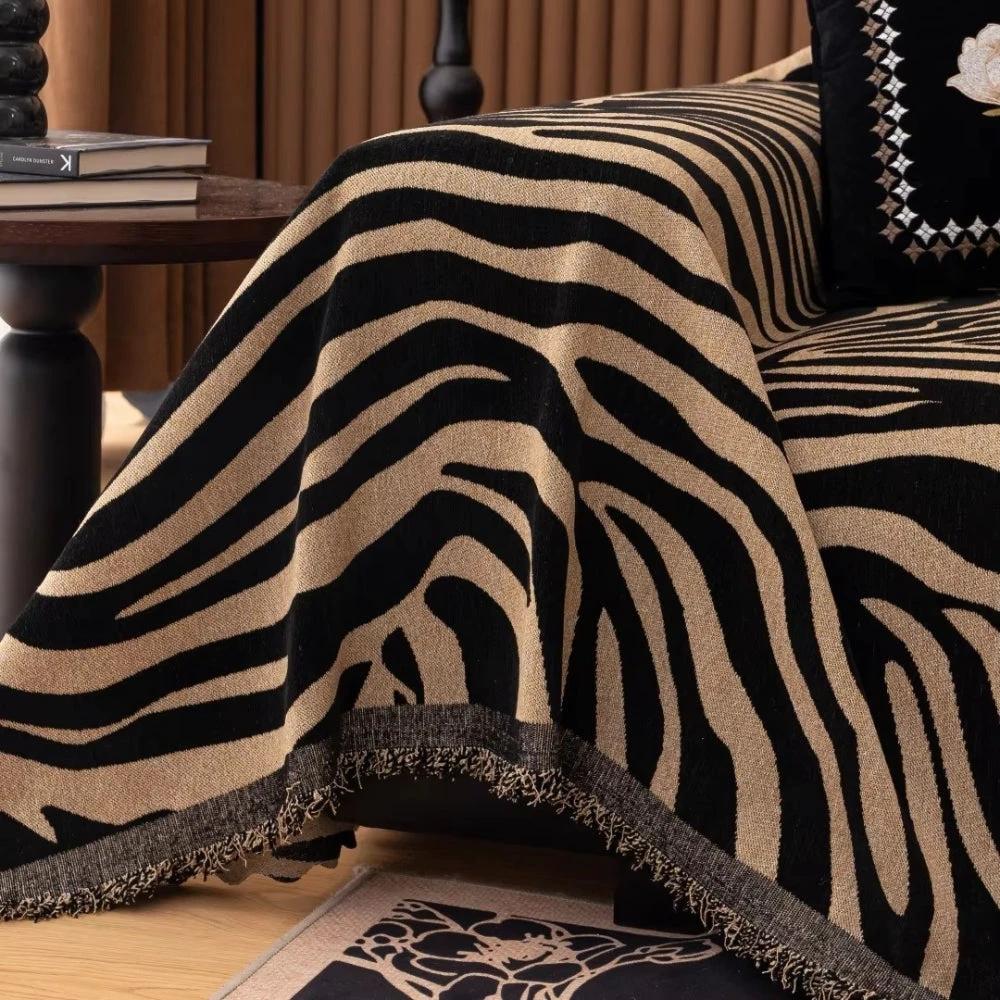 Zentara Chenille Zebra Geometric Sofa Cover by Casa & Beyond