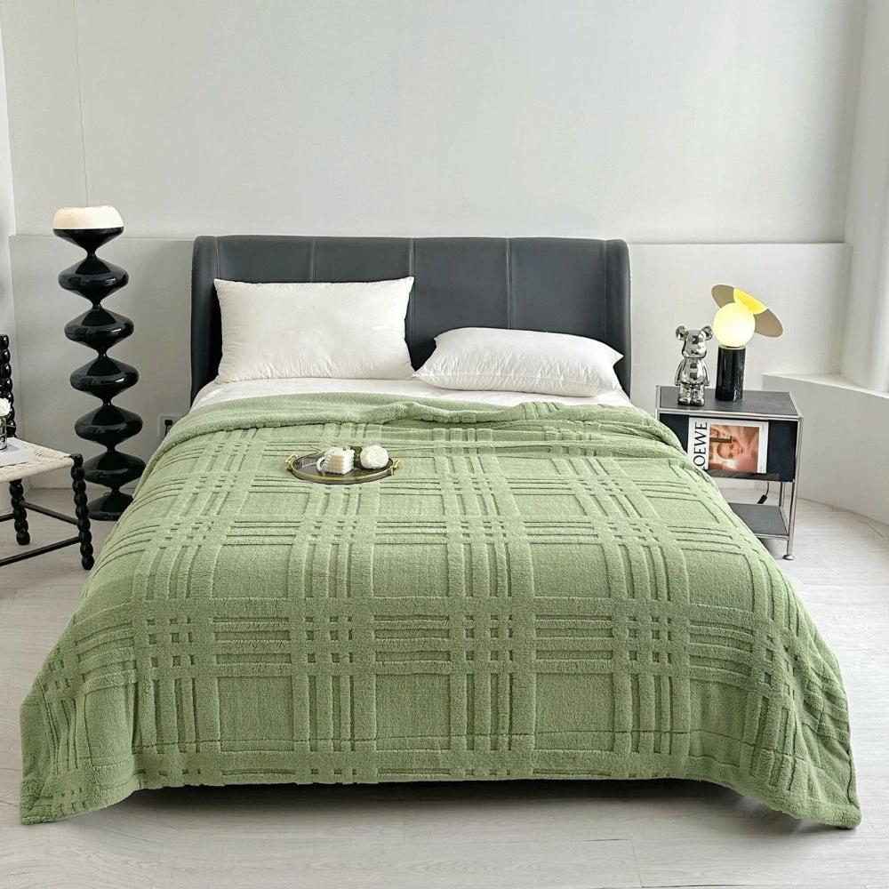 Plaid Embossed Grid Pattern Winter Blanket by Casa & Beyond