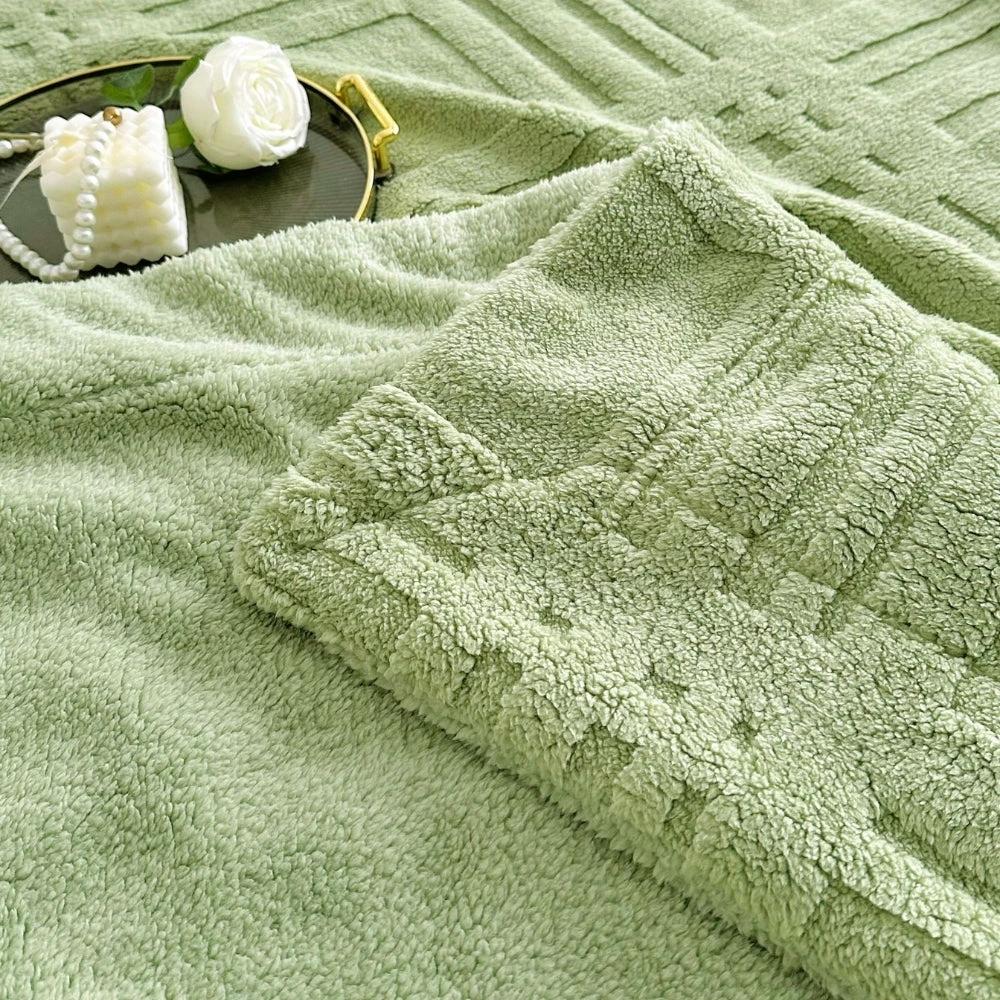 Plaid Embossed Grid Pattern Winter Blanket by Casa & Beyond