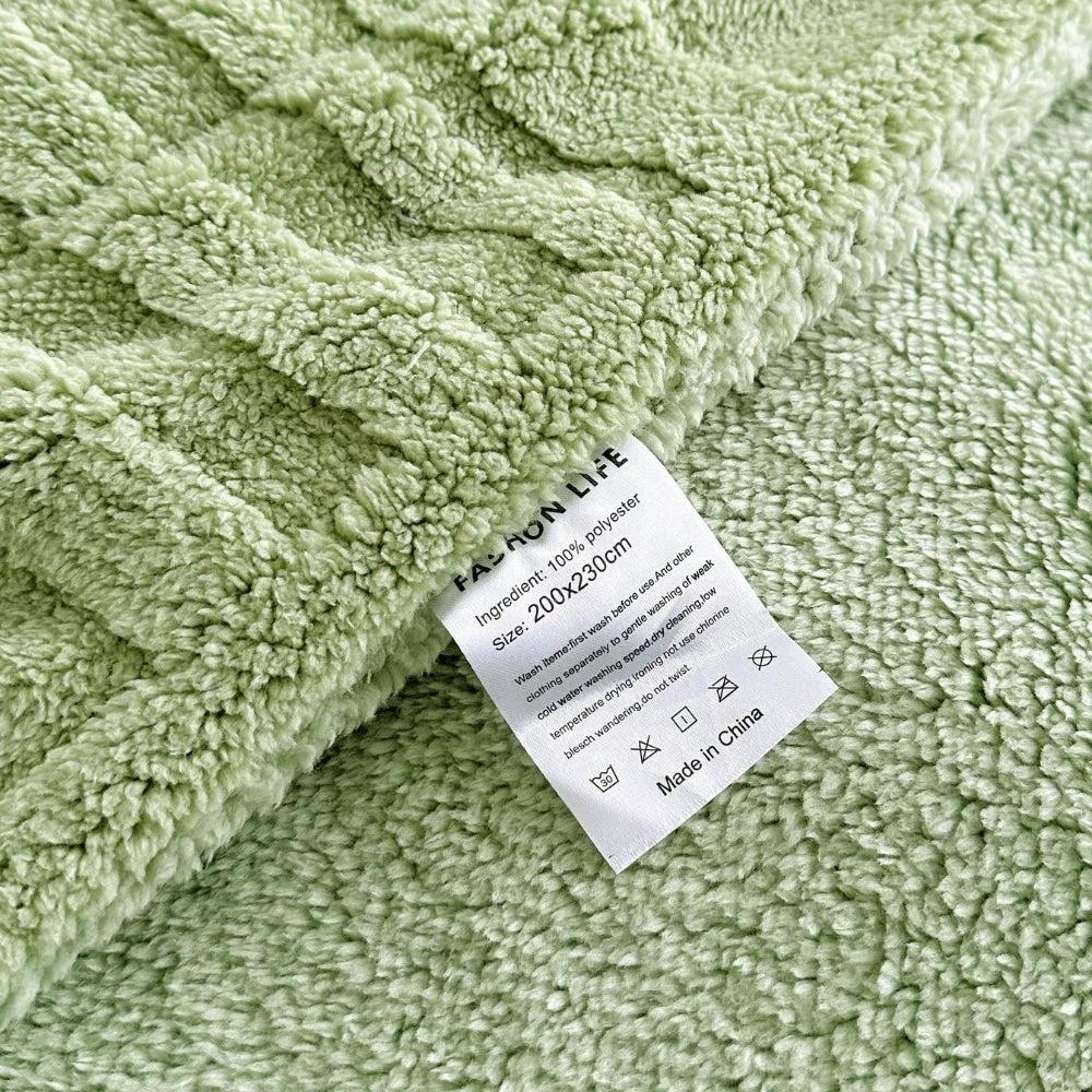 Plaid Embossed Grid Pattern Winter Blanket by Casa & Beyond