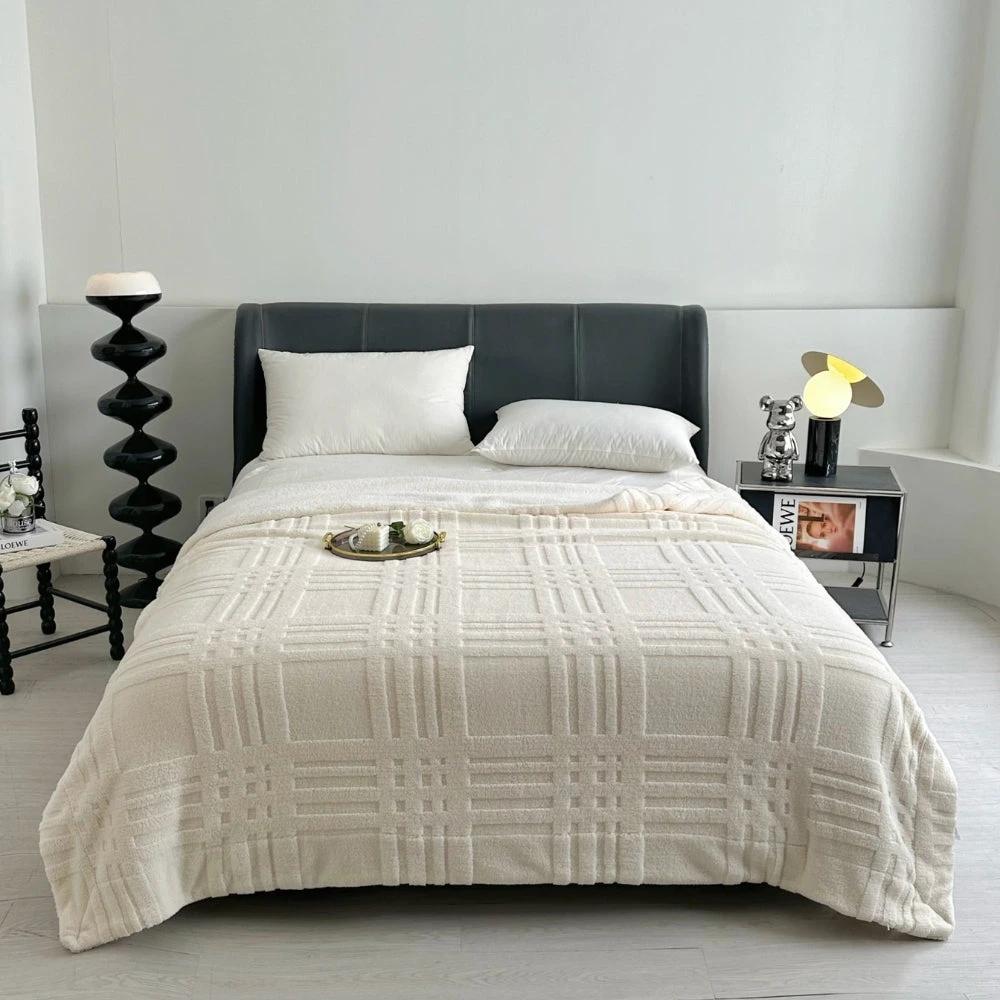 Plaid Embossed Grid Pattern Winter Blanket by Casa & Beyond