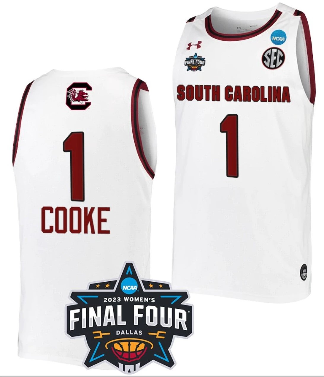 Zia Cooke Jersey South Carolina Gamecocks College Basketball 2023 NCAA Final Four Garnet White #1 by My store basketball